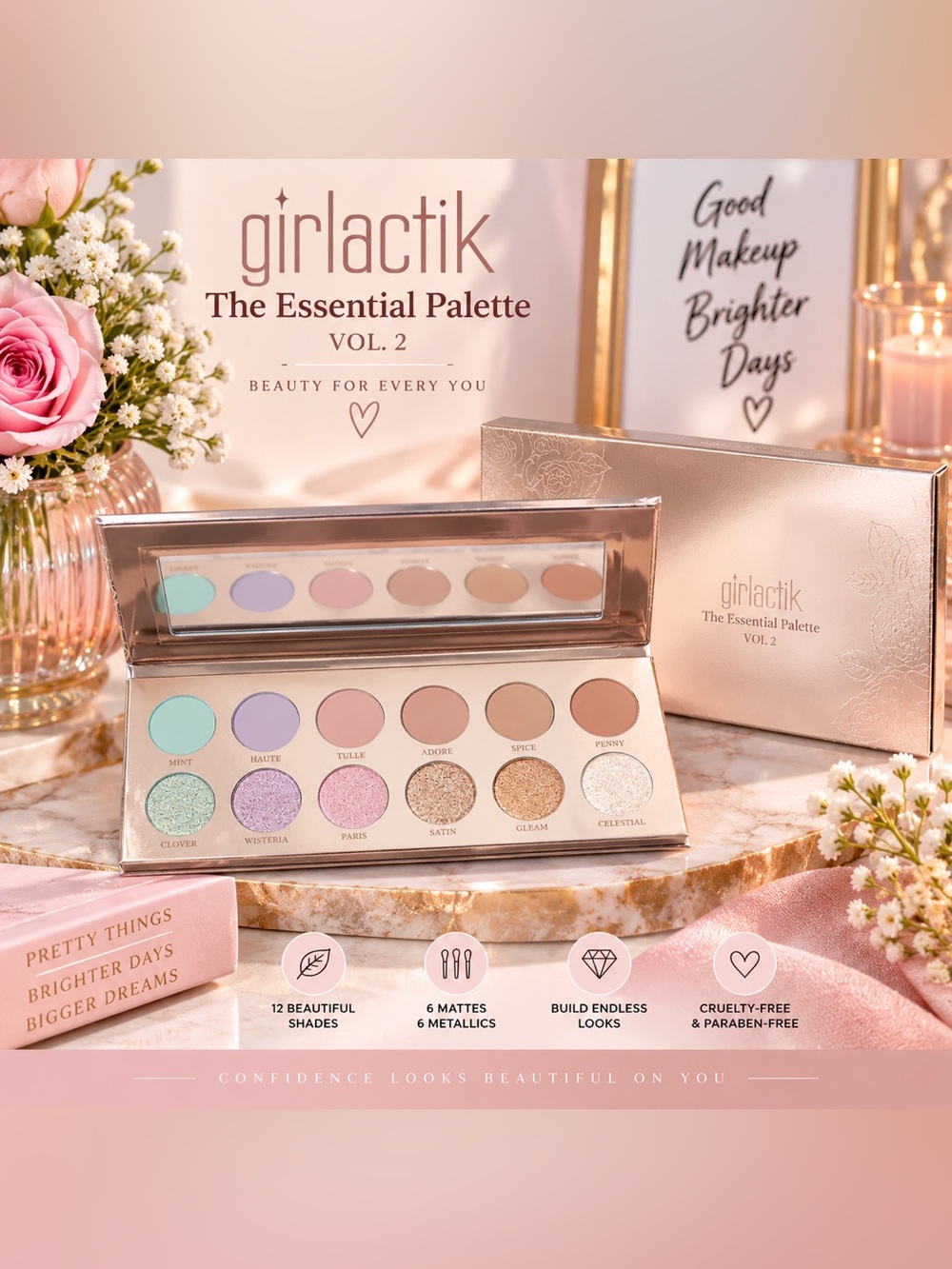 Girlactik The Essential Palette Vol.2 12 Shades Matte Metallic Eyeshadow Palette